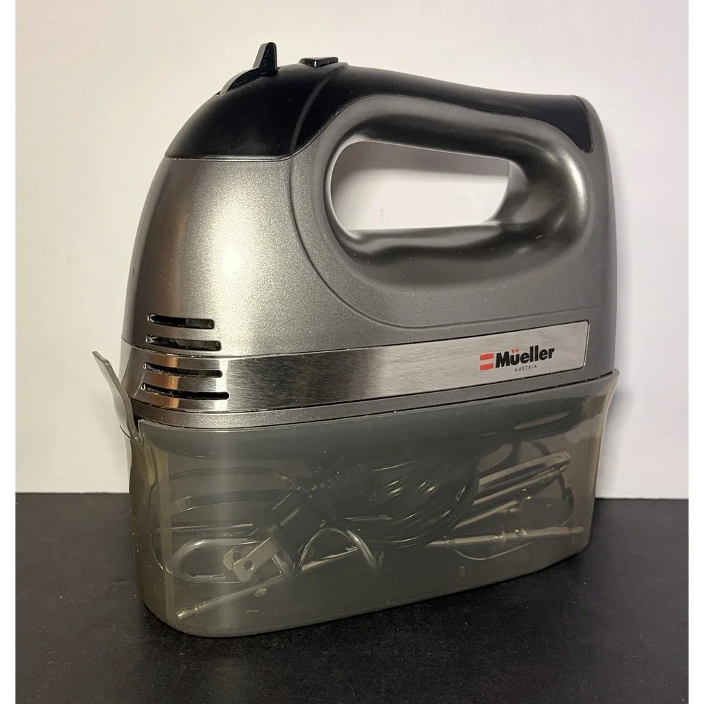 Mueller Electric Hand Mixer, 5 Speed 250W Turbo with Snap-on Storage Case